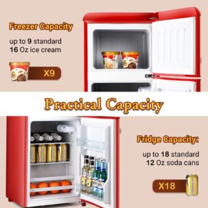 HOPDAY FLS-80G-RED Retro Compact Refrigerator, Red