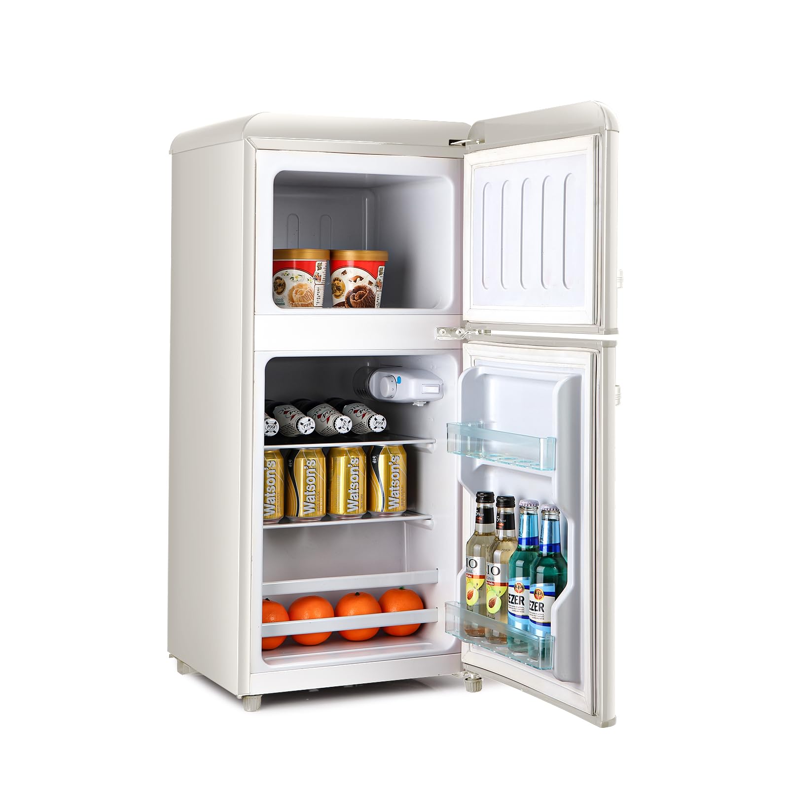 HOPDAY FLS-80G-cream Retro Compact Refrigerator, Cream