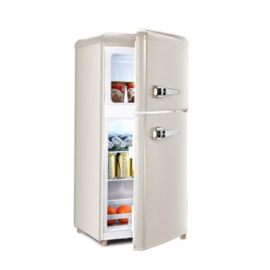 HOPDAY FLS-80G-cream Retro Compact Refrigerator, Cream