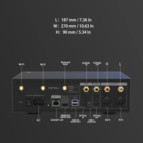 Eversolo DMP-A6 Streamers, Network Player, Music Service and Streaming MQA Full Decode, DAC, DSD512 PCM768kHz/32Bit Bluetooth 5.0, 6’’HD Touchscreen, Exclusive App