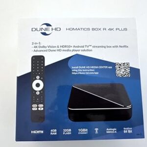 Dune HD Homatics Box R 4K Plus Android TV Box, Media Player 4K, Chromecast, Mini PC, Netflix in 4K Dolby Vision & Atmos, 4GB/32GB, AV1, Wi-Fi 6, 1Gbit, ISO 4K DV P7 FEL MKV AFR, HDR10+, DTS