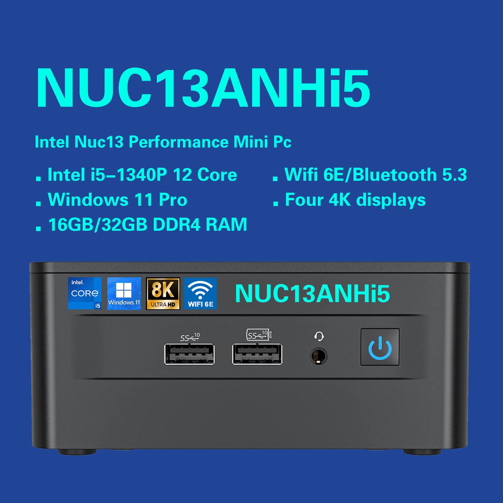 Intel NUC13 Pro NUC13ANHi5 16GB RAM 512GB SSD Mini PC Mini Computer,i5-1340P 12 Core,16 Thread,Win 11 Pro Mini Computers,Up to 4.6 GHz Turbo,NVMe SSD DDR4RAM,WiFi 6E,BT 5.3,8K Support,HTPC,Gaming