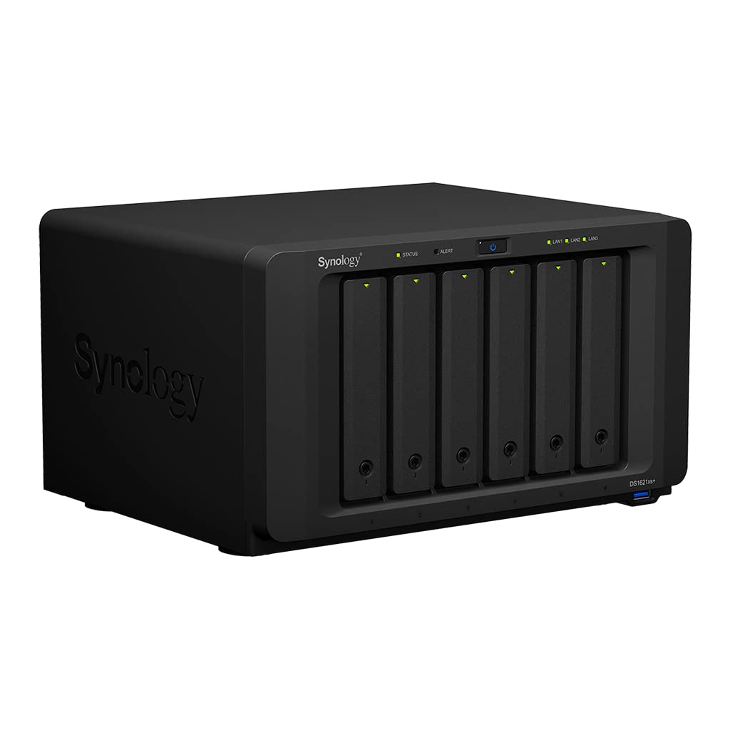 Synology DiskStation DS1621xs+ NAS Server with Xeon 2.2GHz CPU, 32GB Memory, 108TB HDD Storage, 1TB M.2 NVMe SSD, 1 x 10GbE LAN Port, DSM Operating System