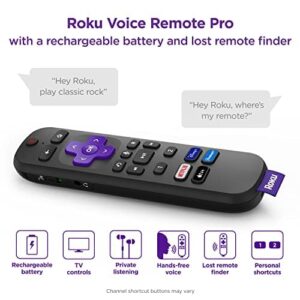 Roku Ultra 2022 4K/HDR Streaming Device and Roku Voice Remote Pro with Rechargeable Battery, Hands-Free Voice Controls, Lost Remote Finder, and Private Listening (Renewed)