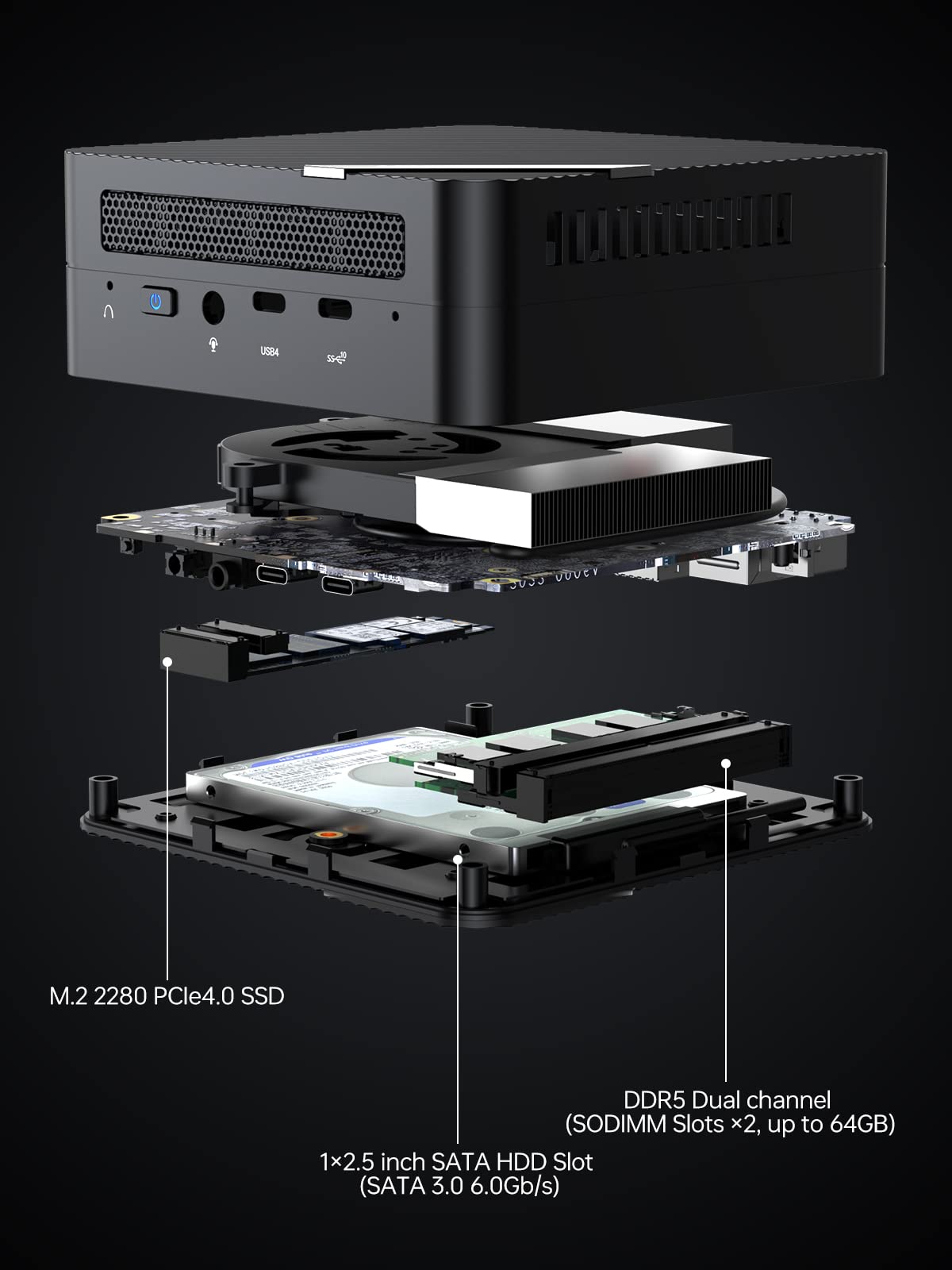 MINISFORUM Venus Series UM773 Lite Mini PC AMD Ryzen 7 7735HS Barebones Desktop Computer, No RAM No SSD, 2.5Gbps LAN, 2X4K HDMI, 1X8K USB4 Output, Radeon 680M Graphics Micro PC