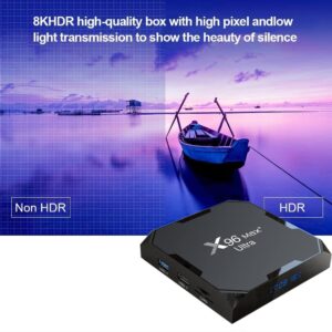 Sofobod Android11.0 Smart TV Box,Amlogic S905X4 64bit Quad Core Cortex A55 CPU, G31 MP2 GPU,4GB RAM 64GB ROM,USB 3.0,BT4.0, 2.4G/5G Dual Wi-Fi, 100M Ethernet, H.265 3D/4K/8K HDR:X96MAX+ Ultra 464