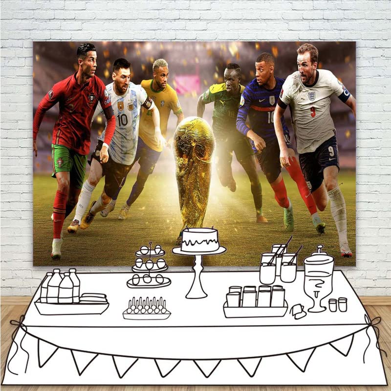 World Cup 2022 Backdrop 7x5ft Super Football Star Background Qatar World Cup 2022 Album Poster for Wall Decorations Vinyl Soccer Football Birthday Banner for Kids