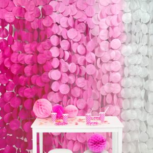 205ft hot pink party decorations big polka dots backdrop garland rose pink circle dots tissue paper hanging curtain streamer for bachelorette birthday bridal shower wedding engagement party supplies