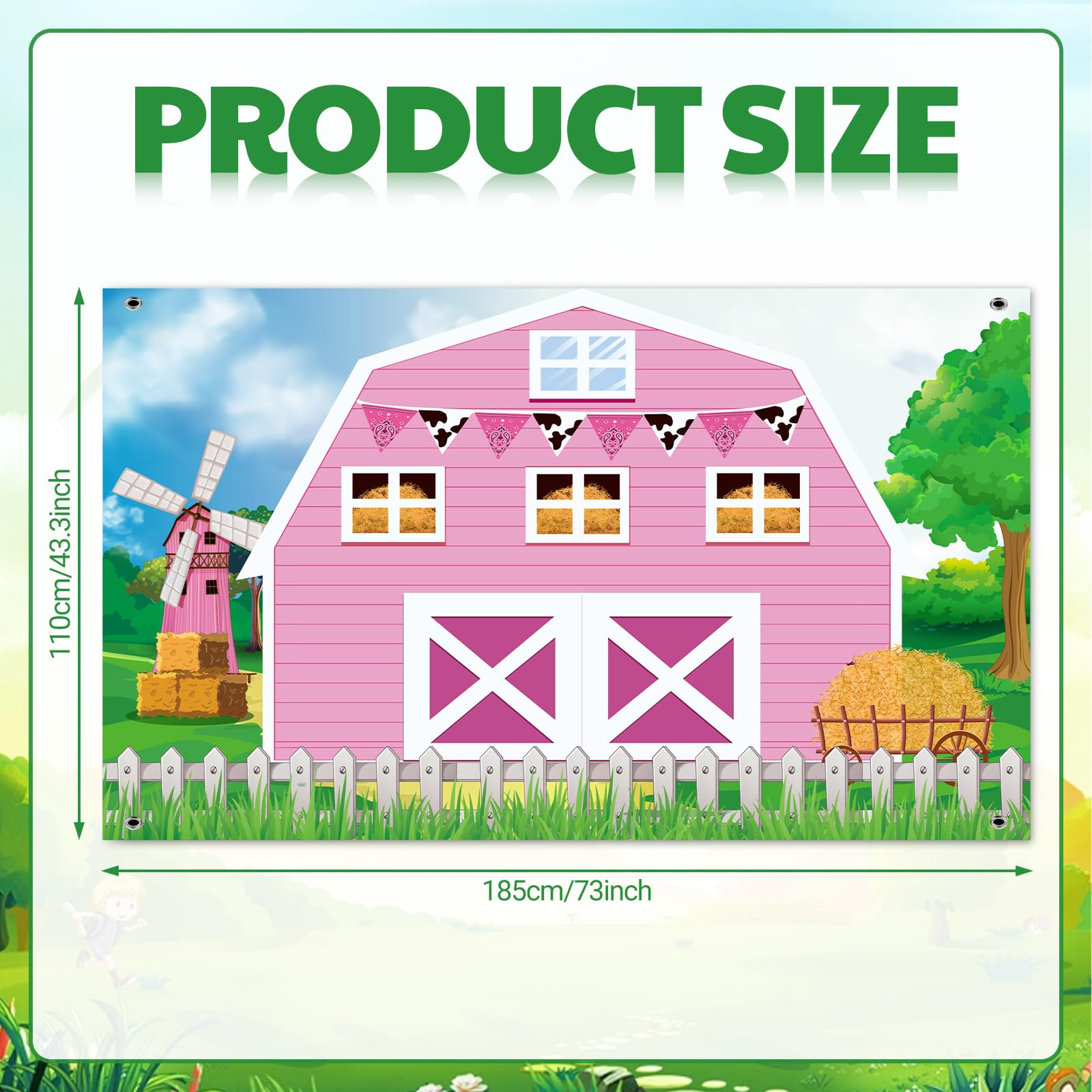 Farm Barn Door Backdrop Farm Birthday Party Supplies Barn Door Backdrop Banner Farm Photography Props Photo Booth for Themed Birthday Party Supplies 72.8 x 43.3 Inch (Pink)