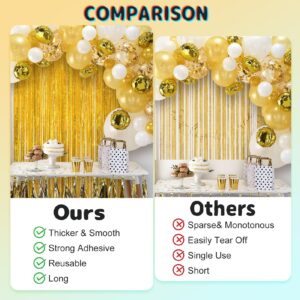 Merear Backdrop for Party Decorations, 3 Pack Gold Foil Fringe Curtains Party Decor 8.2 * 3.3 FT Tinsel Streamers Birthday Party Decorations Photo Fringe Backdrop for Party, Graduation