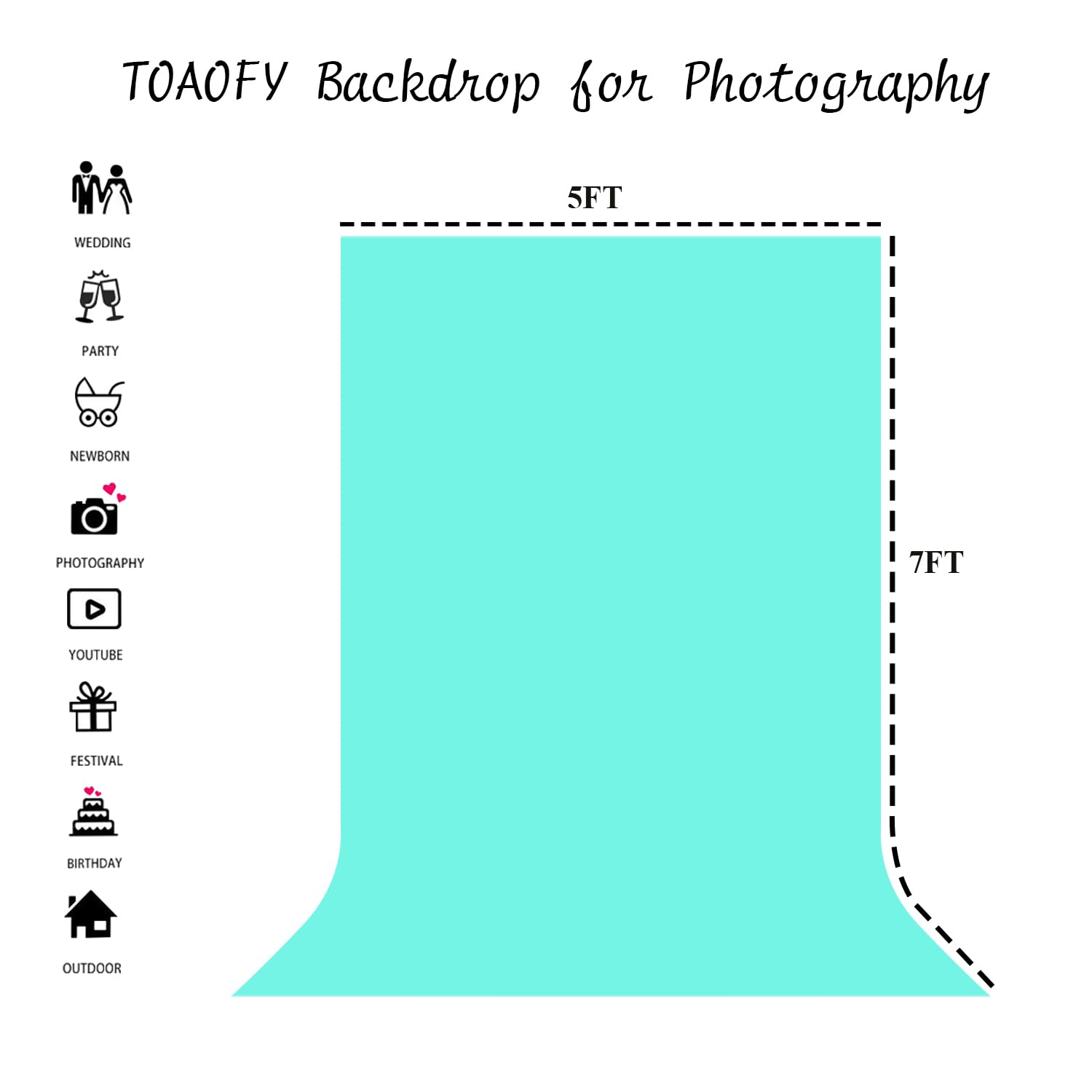 TOAOFY 5x7ft TifnyBlue Photo Backdrop Light Blue Background Backdrop Photographic Studio Photo Backgrounds for Photography Video and Television TAY006