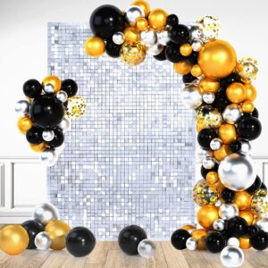 imooa wall backdrop - 24 pcs square sequin wall panels shimmer backdrop, wall decor for valentine's decorations, birthday, wedding & bachelorette party (silver)