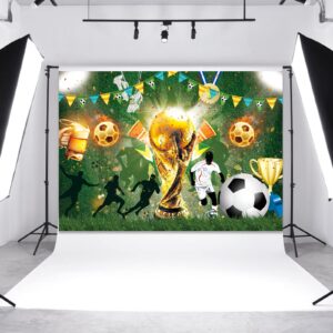 Soccer Backdrop,7x5FT Football Backdrop World Cup Backdrop Football Background Football Green Grass Field Photography Backdrop Soccer Banner for World Cup Party