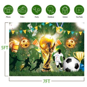 Soccer Backdrop,7x5FT Football Backdrop World Cup Backdrop Football Background Football Green Grass Field Photography Backdrop Soccer Banner for World Cup Party