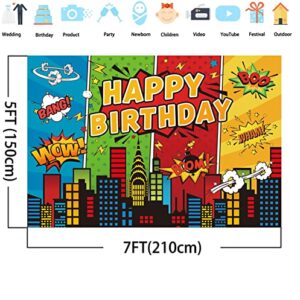 5x3ft Superhero Theme Backdrop for Children Boys Super Heros Comic Skyline Happy Birthday Party Supplies Decoration Baby Shower Backdrop Hero City Banner Decor Photography Backdrop