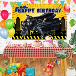 Hero Backdrop for Birthday Party Decorations Yellow Background for Party Cake Table Decorations Superhero Black Theme Banner 5x3ft