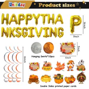 Thanksgiving Decorations Indoor, Happy Thanksgiving Banner | 16 Inches Gold 3D Foil Letter Balloons Decoration Fhoto Backdrop for Thanksgiving Party - Fall Office Decoration - Pack of 42