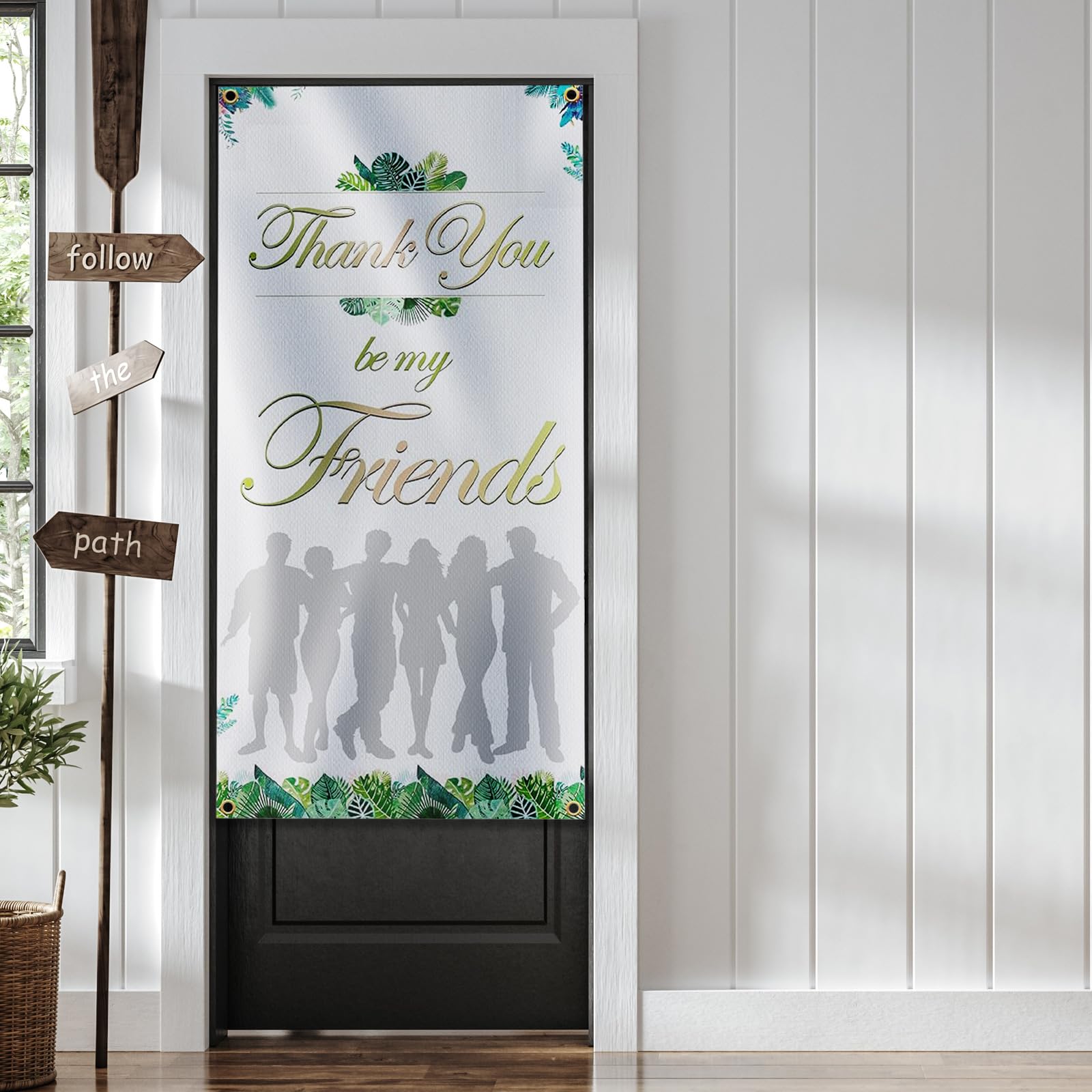 Thank You Be My Friend Door Banner Girls Party Door Cover Thank You Party Backdrop Friends Party Background for Birthday/Anniversary/Graduation/Engagement/Thanksgiving Day Party Decorations (White)