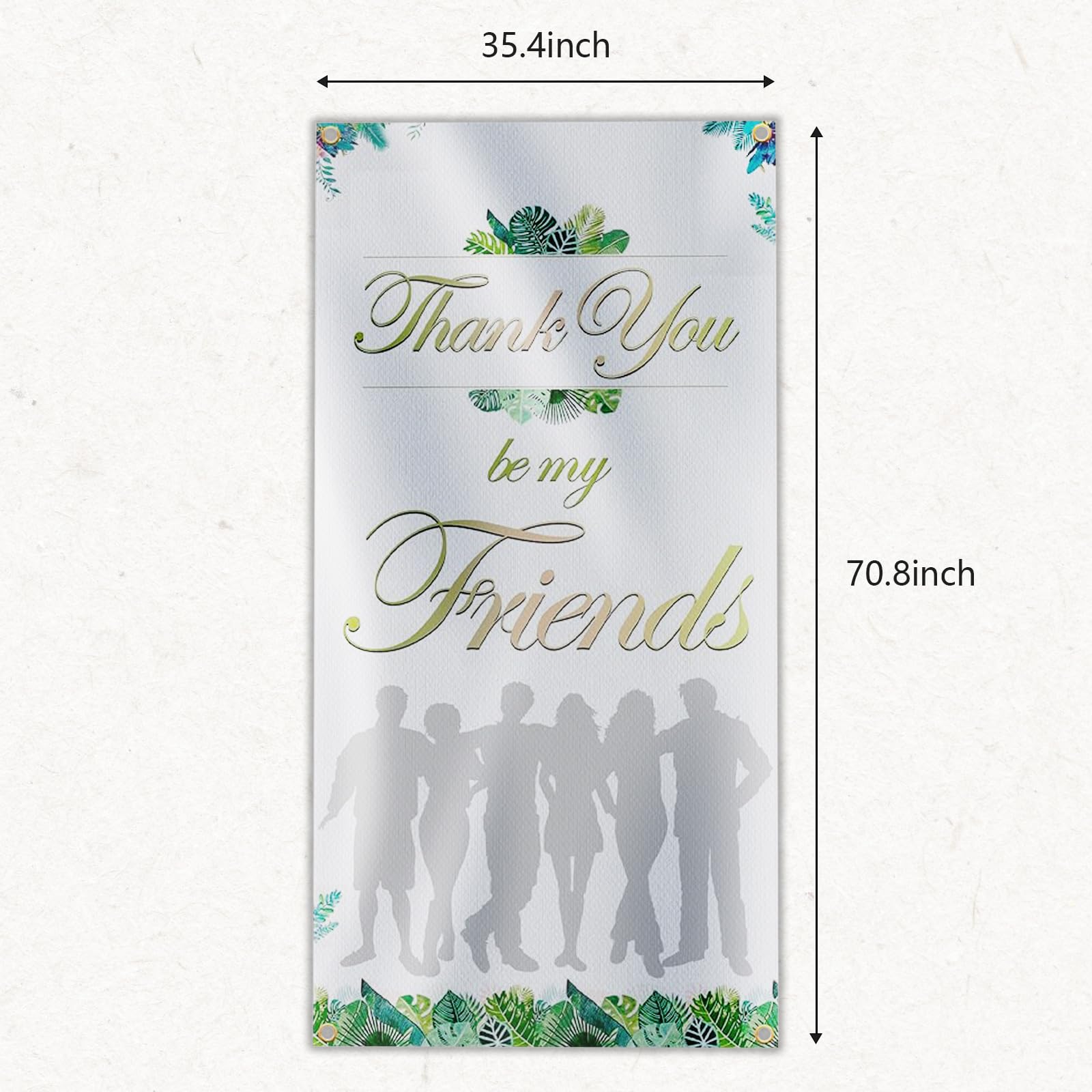 Thank You Be My Friend Door Banner Girls Party Door Cover Thank You Party Backdrop Friends Party Background for Birthday/Anniversary/Graduation/Engagement/Thanksgiving Day Party Decorations (White)
