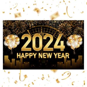 2024 Happy New Year Backdrop Happy New Year Background Cloth Happy New Year Banner New Year Party Decoration Family Party Photo Background