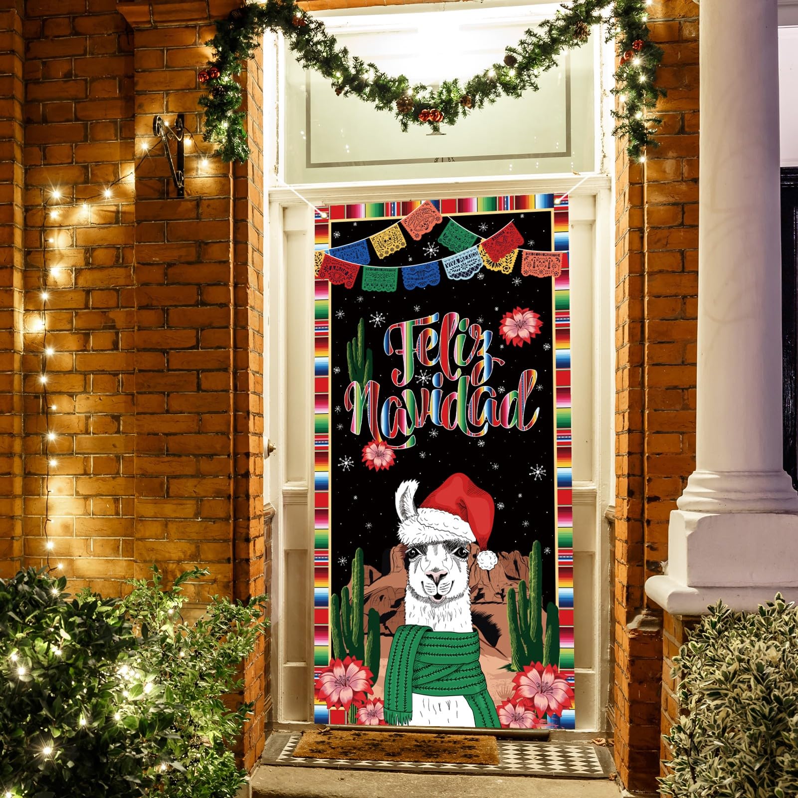 Feliz Navidad Door Cover Feliz Navidad Photo Backdrop Camino De Mesa Navideño Mexican Christmas Xmas Holiday Winter Decorations and Supplies for Home Party