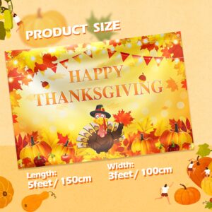 Thanksgiving Backdrop Thanksgiving Party Decorations Happy Fall Party Banner Birthday Banner Backdrop for Kids Party (Orange)