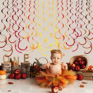 36 Pcs Fall Hanging Swirl Decorations Brown Burgundy Orange Yellow Felt Swirl Streamer Spiral Ceiling Decorations Garland for Autumn Thanksgiving Harvest Birthday Wedding Bridal Shower Party Supplies