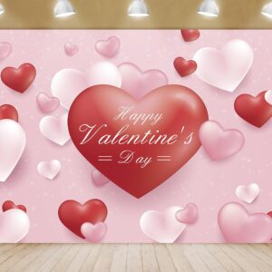 Valentine's Day Party Backdrop - Beautiful Romantic Blossom Love Heart Theme Studio Background Banner Decorations Photography Supplies - Happy Valentine's Day Photo Booth Backdrops - 70.8 x 43.3 Inch