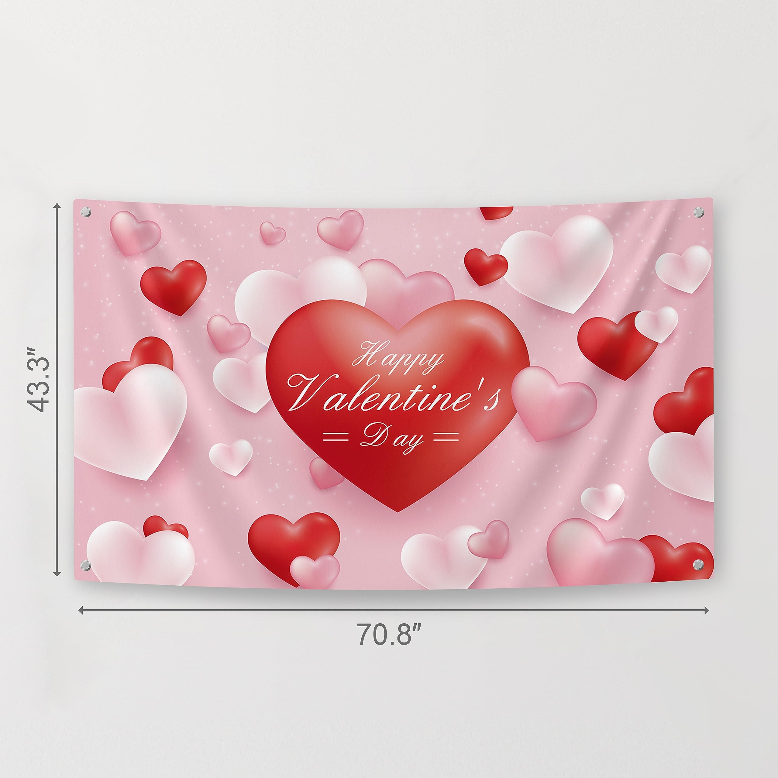 Valentine's Day Party Backdrop - Beautiful Romantic Blossom Love Heart Theme Studio Background Banner Decorations Photography Supplies - Happy Valentine's Day Photo Booth Backdrops - 70.8 x 43.3 Inch