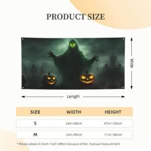 Banners and Signs for Outdoor 35x71 Backdrop for Birthday Party Business Graduation Wedding Event,Green Ghost Horror Halloween Pumpkin