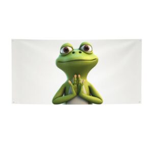 the funny frog doing yoga printed banners personalized party banner photo text background banner wall banner for halloween party home decorations or backdrops