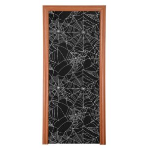 Burbuja Halloween Web Door Cover, Stretch Fabric Backdrop Door Porch Covers for Home Party Holidays Decoration, 32x79 In