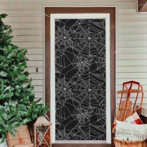 Burbuja Halloween Web Door Cover, Stretch Fabric Backdrop Door Porch Covers for Home Party Holidays Decoration, 32x79 In