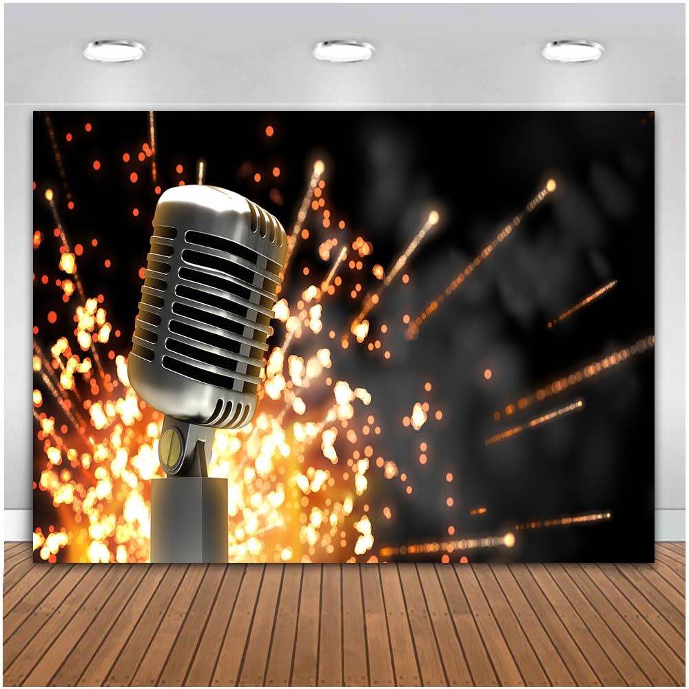TOAOFY 8x6ft Music Theme Photography Backdrops Karaoke Party Background for Party Decorations Supplies Concert Stage Banner Studio Props TAY1401