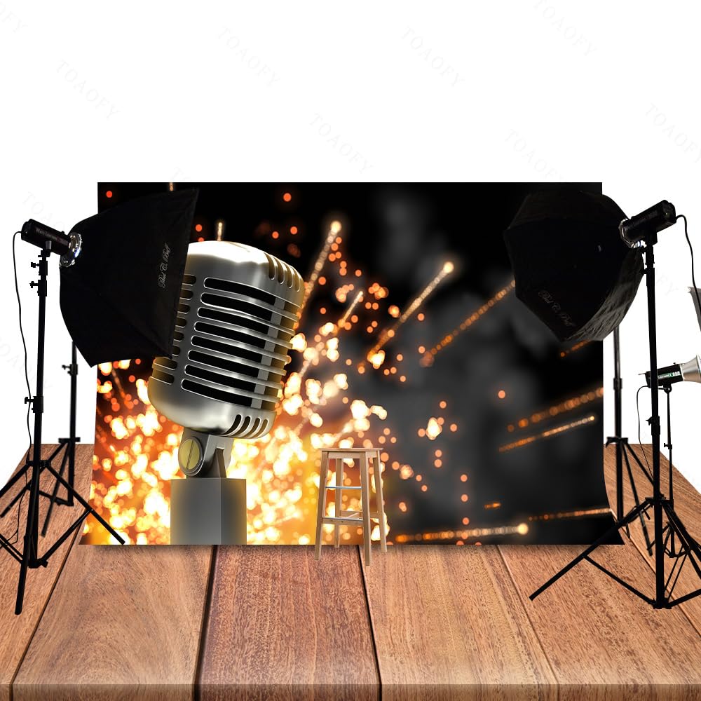 TOAOFY 8x6ft Music Theme Photography Backdrops Karaoke Party Background for Party Decorations Supplies Concert Stage Banner Studio Props TAY1401