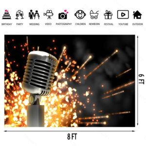 TOAOFY 8x6ft Music Theme Photography Backdrops Karaoke Party Background for Party Decorations Supplies Concert Stage Banner Studio Props TAY1401