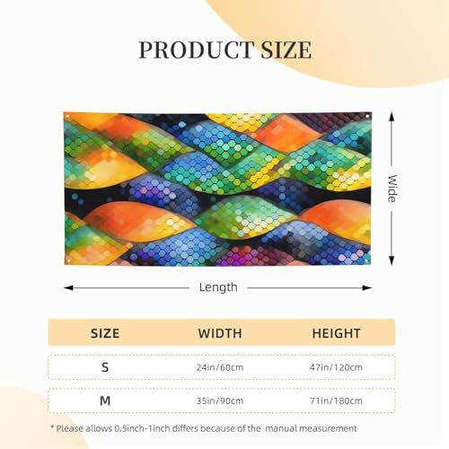 Rainbow Fish Scale Printed Banners Personalized Party Banner Photo Text Background Banner Wall Banner for Halloween Party Home Decorations or Backdrops