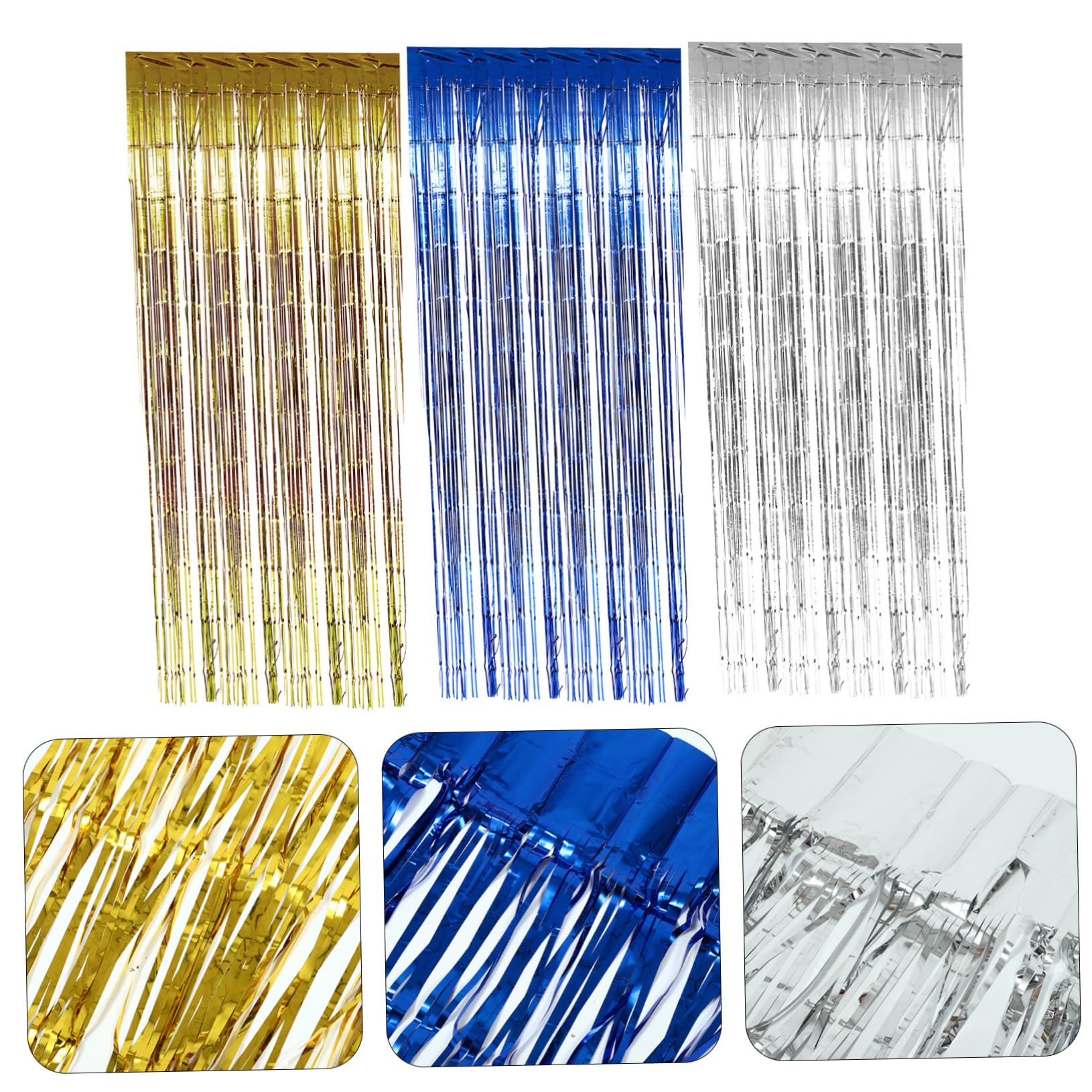 Abaodam 6 Pcs Rain Curtain Background Wall Metallic Fringe Curtains Metallic Tinsel Backdrop Gold Accent Decor Gold Streamers Fringe Curtains Party Decorations Plastic Props Aluminum Foil