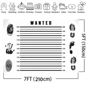 EMTOBT 7x5ft Detective Photography Backdrop Police Station Black Height Line Mugshot Suspect Fingerprint Clues Evidence Lead Register Mystical Party Background Photo Props BJDJEM0085