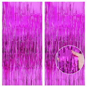 2 pack 3.2ft x 8.2ft foil fringe curtain backdrop metallic tinsel foil fringe curtains party decorations rose red tinsel streamer backdrop photo booth props for graduation baby shower wedding