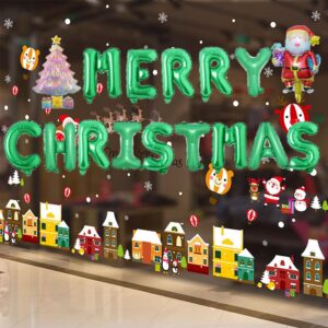 Merry Christmas With Santa Claus Christmas Tree Balloons, Green Aluminum Foil Christmas Party Sign, Xmas/Xmas Eve Party Decorations Supplies Backdrops