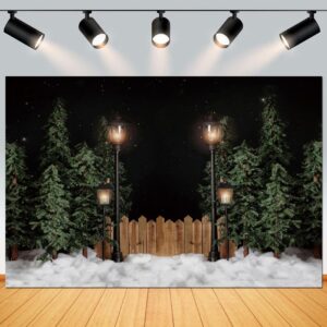 yeele 5x3ft winter snow night backdrop christmas forest scene green pine tree street lights photography background fairy wonderland kids xmas new year party decor banner