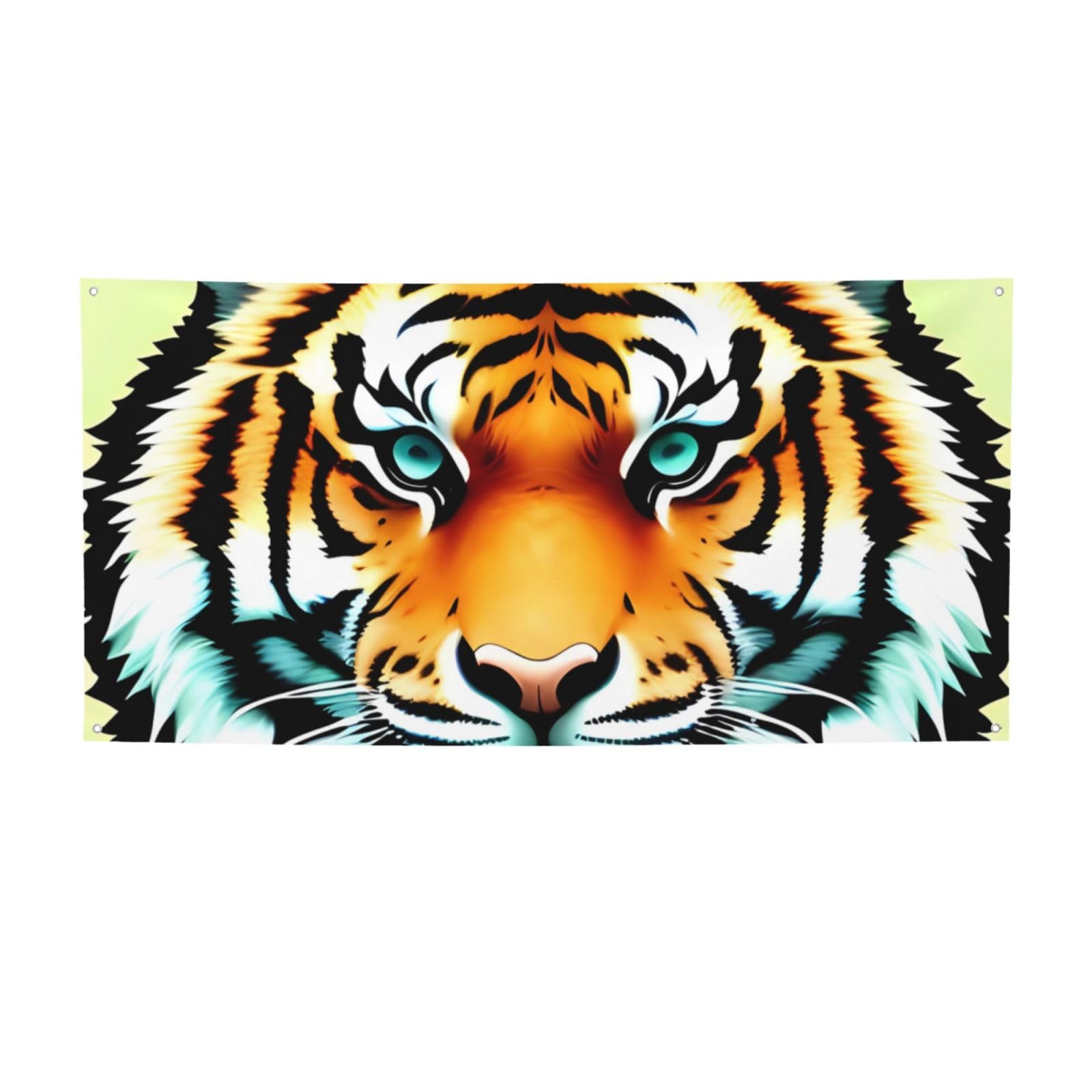 Little fat tiger head Printed Banners Personalized Party Banner Photo Text Background Banner Wall Banner for Halloween Party Home Decorations or Backdrops