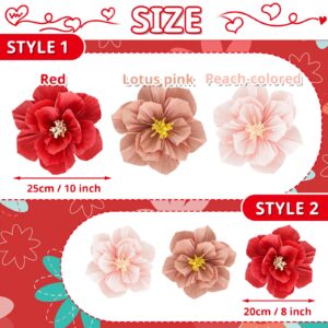 Rose Tissue Paper Flowers Thickened Crepe Paper Flower Decorations for Wall, Flowers for Parties, Backdrops and Classroom Walls, 10", 6 Pieces