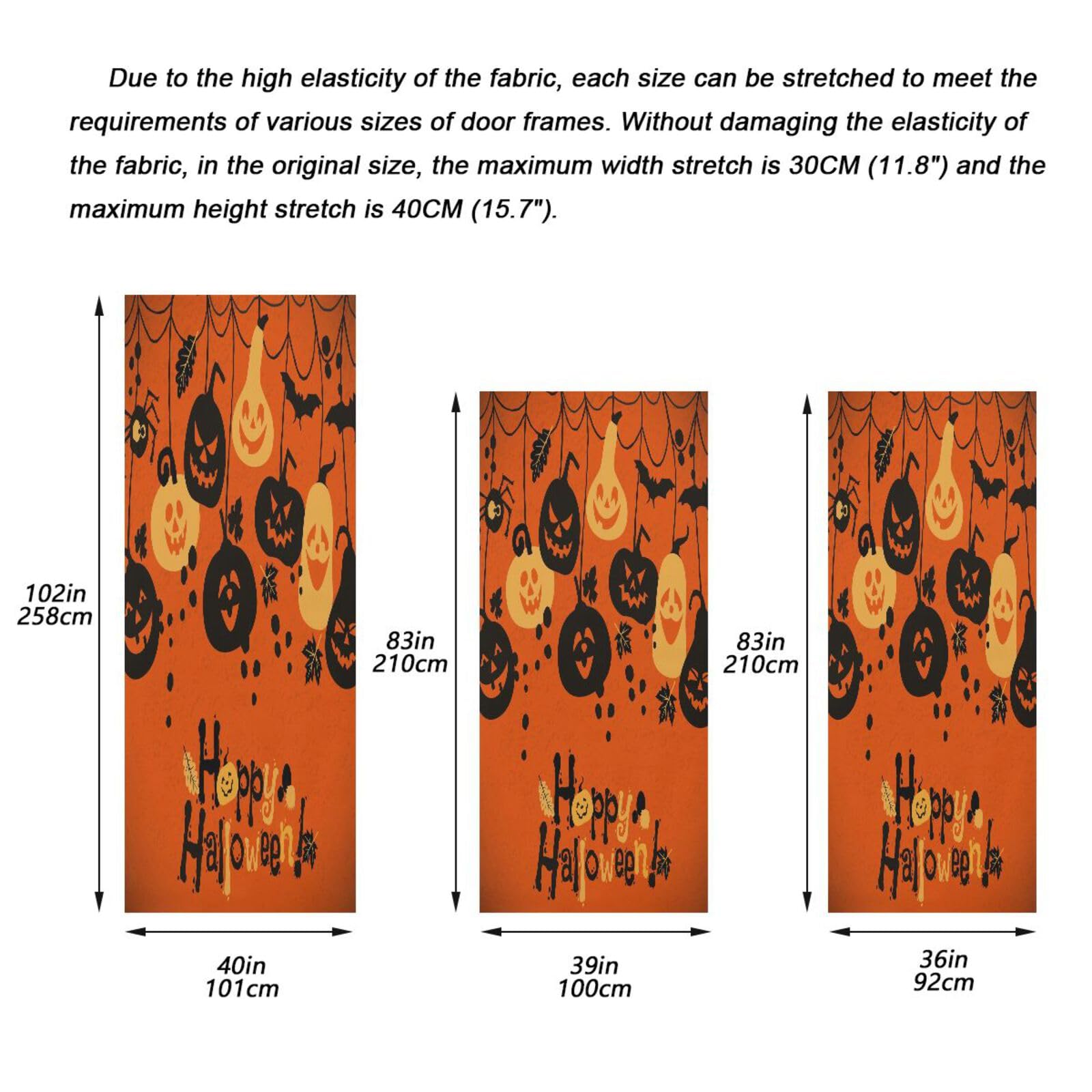 Burbuja Halloween Pumpkins Door Cover, Stretch Fabric Backdrop Door Porch Covers for Home Party Holidays Decoration, 36x97 in