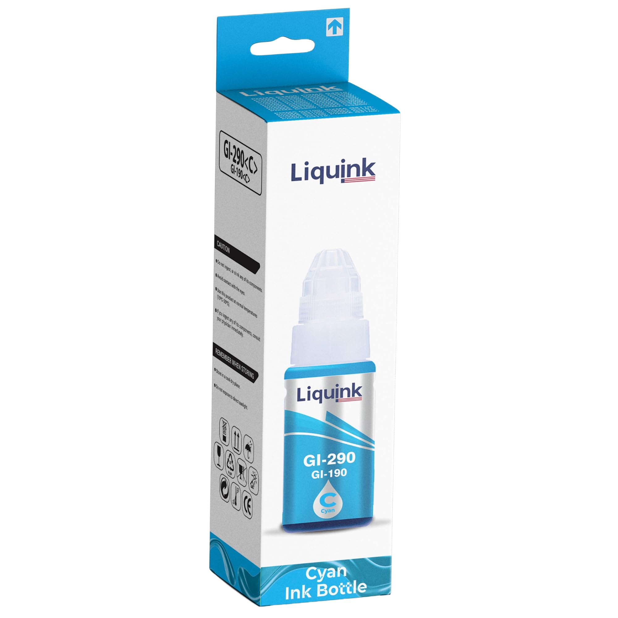 Liquink for Canon GI-290 Cyan Refill Ink Bottle Compatible Canon PIXMA Megatank G5020 G4210 G3200 G4200 G2200 G1200