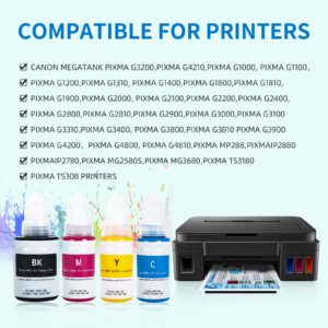 Compatible Canon GI290 GI-290 Refill Ink Bottle Kit for Canon PIXMA G4210 G4200 G2200 G1200 G2100 G2400 G2800 G3200 G3600 G3800 G4100 G4600 megatank Printer.Black Magenta Cyan Yellow Ink Bottles.