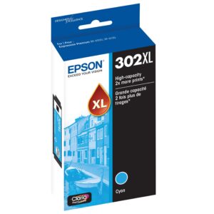 EPSON 302 Claria Premium Ink High Capacity Cyan Cartridge (T302XL220-S) Works with Expression Premium XP-6000, XP-6100