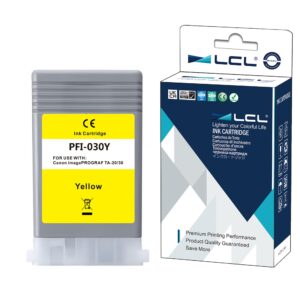 lcl compatible pigment ink cartridge replacement for canon pfi030 pfi-030 pfi030y pfi-030y imageprograf ta-20 imageprograf ta-30 (1-pack yellow)