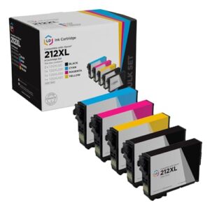 LD Products Remanufactured Replacements for Epson 212xl Ink Cartridge T212XL 212 XL T212 High Yie for use in Epson WF-2850, XP-4100, XP-4105, WF-2830 (2 Black, 1 Cyan, 1 Magenta, 1 Yellow 5-Pack)